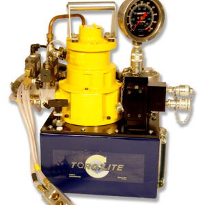 Pneumatic 10,000 psi Single Port Hydraulic Pump with Remote and Gauge.