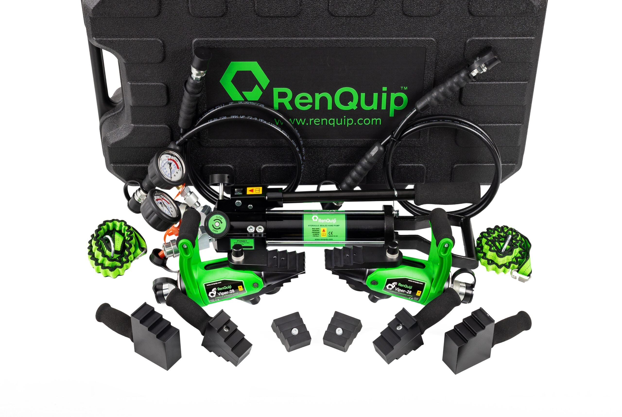 Viper-28M Hydraulic 56 ton (28 tons per flange spreader) Twin Flange Spreader and Pump Kit