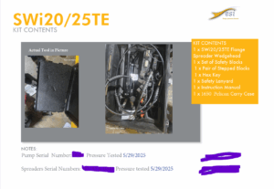 Document Included with all Rentals which shows last operations test, pressure test, and condition of tool