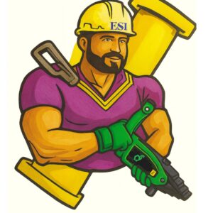 ESI Flange Tool Master holding a RenQuip VIPER28K hydraulic flange spreader with a flanged pipe in the background.