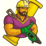 ESI Flange Tool Master holding a RenQuip VIPER28K hydraulic flange spreader with a flanged pipe in the background.