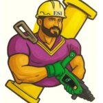 ESI Flange Tool Master holding a RenQuip VIPER28K hydraulic flange spreader with a flanged pipe in the background.